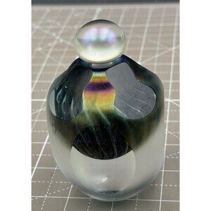 Brian Maytum Art Glass Perfume Bottle w Dauber Signed 1987 Cut Irridescent